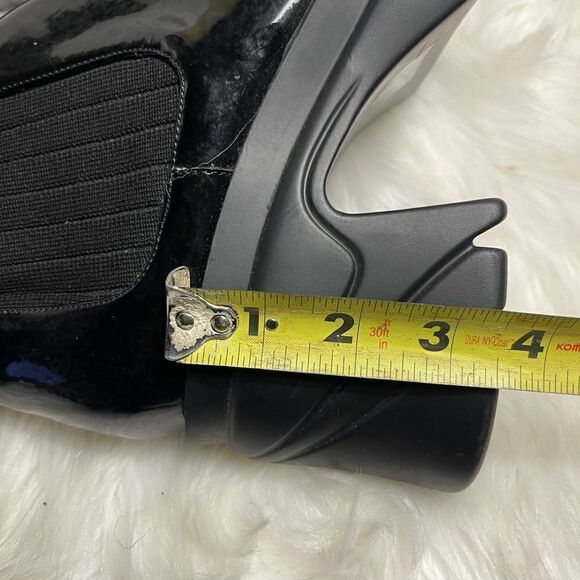 EGO Synthetic Black patent and knitted thigh high chunky platform boots SZ10.5 - Picture 8 of 10